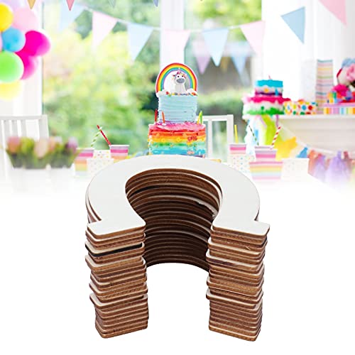 Wooden Cutouts, 24Pcs DIY Wood Horseshoe Shape Unfinished Cutouts Pendant Handmade Craft Decoration Yosoo