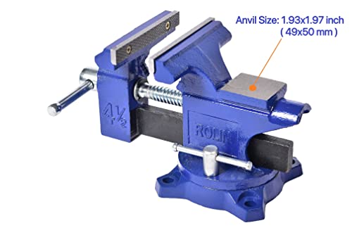 Rolin Vise Bench Vise 4-1/2 Inch With 240 Degree Swivel Base Clamp Tools Home Vises Rotation Base - WoodArtSupply