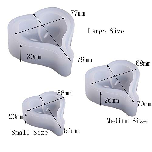 6 Style Deep Heart Shape Epoxy Mold Over 1" Size Silicone Mold UV Resin Love Heart Shape Beads for DIY Handmade Keychain Pendant -A QTTLLI