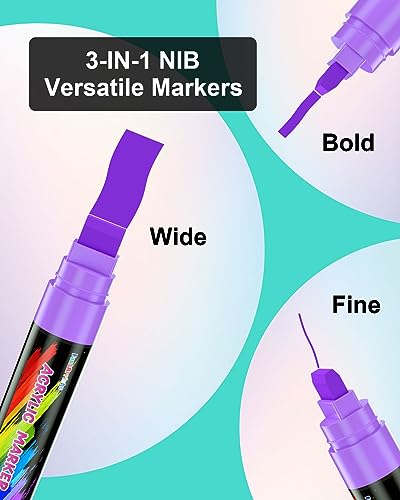 FansArriche Acrylic Paint Markers, 15mm Jumbo Felt Tip, 10 Colored Waterproof and Permanent Paint Pens for Tagging, Signs, Calligraphy, and Outdoor FansArriche