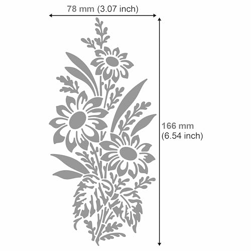 Aleks Melnyk No.273 Metal Stencil, Sunflower in a Bouquet with Wildflowers, Leaf Blossom, Small Stencil, 1 PC, Template for Wood Burning, Engraving, - WoodArtSupply