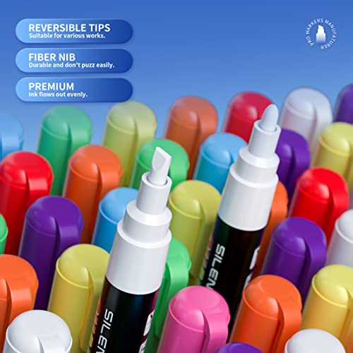 SILENART White Chalk Markers 2 Pack -15mm Jumbo Tip Car Markers - White Dry Erase Markers Pen - Chalk Pens White Liquid Chalk Markers for Chalkboard, SILENART