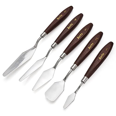 5 Pieces Painting Knives Stainless Steel Spatula Palette Knife Oil Painting Accessories Color Mixing Set for Oil, Canvas, Acrylic Painting-Lightwish LIGHTWISH