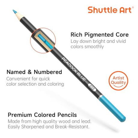Shuttle Art 36 Colored Pencils, Seascape Themed Colored Pencils for Adult Coloring, Soft Core Color Pencils, Coloring Pencils for Adults Kids Artists Shuttle Art