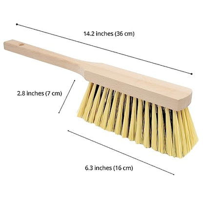 14.2" Hand Broom Medium-Soft Bristles Cleaning Brush, Bench Brush with Wooden Handle, Hand Brush for Professional and Domestic Use, Shop Brush, - WoodArtSupply