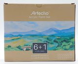 Artecho Acrylic Paint Set, 7 Primary Colors - 6x2.02oz/60ml & 1x4.05oz/120ml Titanium White Tubes, Art Craft Paints for Canvas, Rock, Wood, Fabric, Artecho