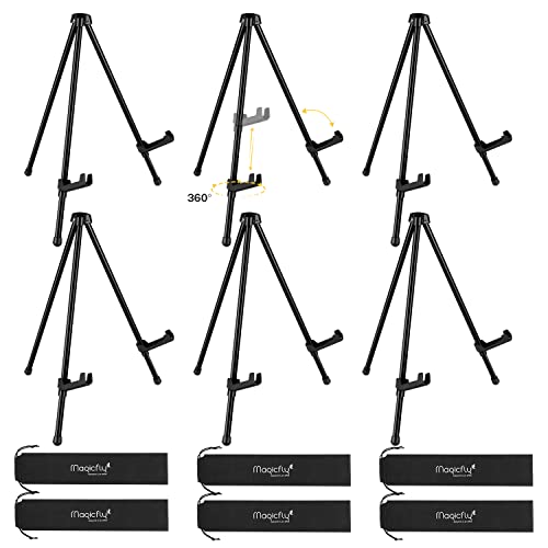 Magicfly 6 Pack Tabletop Easel, Black Steel Table Top Easels for Display, Adjustable & Portable Tripod Easel with 6 Storage Bags, for Signs, Posters, Magicfly