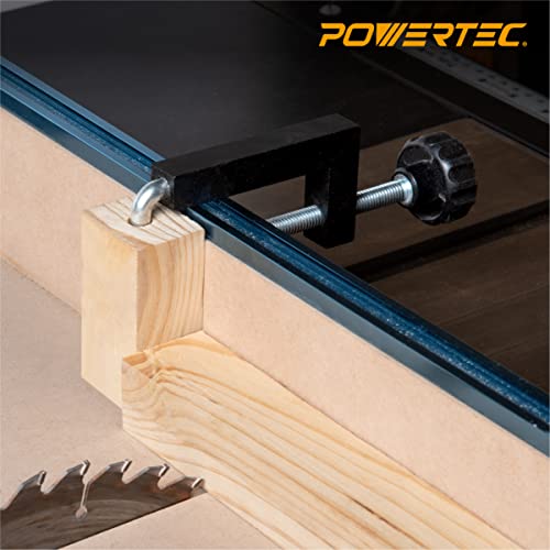 POWERTEC 71004-P2 Universal Fence Clamp, 4 PK, For Table Saws, Router Tables, Clamping Squares, Drill press tables, Mitre Saws, With 3/8" Rod POWERTEC