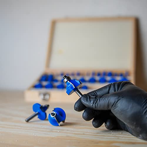 ABN 1/4in Shank Tungsten Carbide Router Bits for Woodworking - Wood Router Bit Set 35p Straight, Dovetail, Chamfer, Ogee ABN