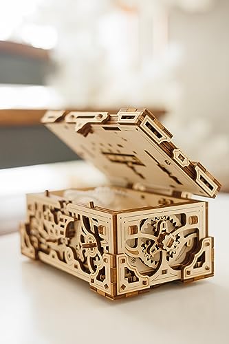 Wood Trick Enigma Chest 3D Puzzle Box - Challenging Wooden Mechanical Model Kit for Adults and Kids Wood Trick