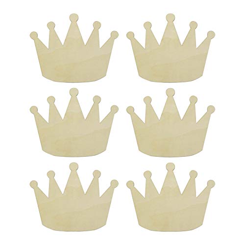 JANOU 6pcs Crown Shaped Wood DIY Craft Cutouts Unfinished Wooden Blank Wood Embellishments Ornaments for Wedding Birthday Christmas Party Decoration, - WoodArtSupply