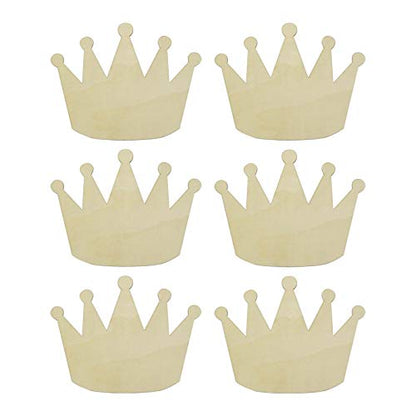 JANOU 6pcs Crown Shaped Wood DIY Craft Cutouts Unfinished Wooden Blank Wood Embellishments Ornaments for Wedding Birthday Christmas Party Decoration, - WoodArtSupply