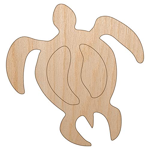 Honu Hawaiian Sea Turtle Unfinished Wood Shape Piece Cutout for DIY Craft Projects - 1/8 Inch Thick - 4.70 Inch Size Sniggle Sloth