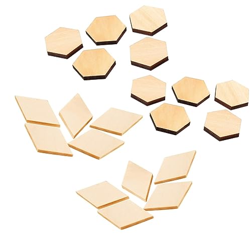 OLYCRAFT 150Pcs Wood Pieces Unfinished Wood Rhombus Pieces Hexagon Pieces Natural Wood Cutout Shape Wood Rhombus Blank Slices for DIY Crafts Holiday OLYCRAFT