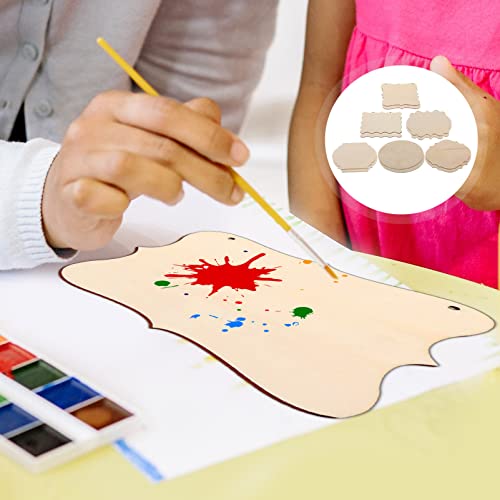 Tofficu 12pcs Shaped Wood Chips Unfinished Wood Banner DIY Wood Pallet Sign Blank Hanging Sign Craft Wood Planks Blank Wood Sign Unfinished Wood Tofficu