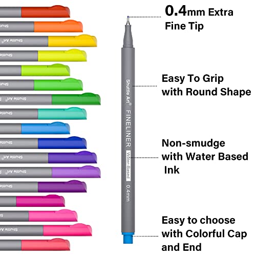 Shuttle Art Fineliner Colored Pens, 100 Colors 0.4mm Fine Point Pens with 8  Stencils and 2 Adult Coloring Books for Coloring, Drawing, Detailing,  Writing Note Taking Calendar and Journal 