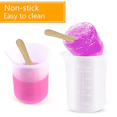 Coopay 100ml 250ml Silicone Measuring Cups for Resin Non-Stick Mixing Cups Glue Tools, Precise Scale for for Resin DIY Craft Jewelry Making, 6 PCS Coopay