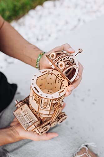 Wood Trick Space Junk Robot 3D Wooden Puzzles for Adults and Kids to Build - Rides up to 13 ft - 9.5x6.7 in - Model Kits for Adults - Engineering DIY Wood Trick