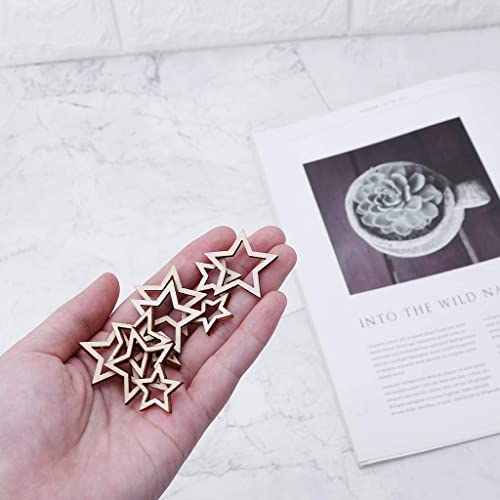 Natural Wood Slices Unfinished Wood 100pcs Cut Wood 1-3cm Mix Wooden Hollow Star Shape Craft Wedding Decor - WoodArtSupply