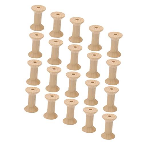 LALAFINA 60 Pcs Sewing Project Kits Unfinished Bobbin Wooden Spools for Crafts Wooden Bobbins Weaving Bobbins Wood Spools Yarn Kit Embroidery Kit LALAFINA