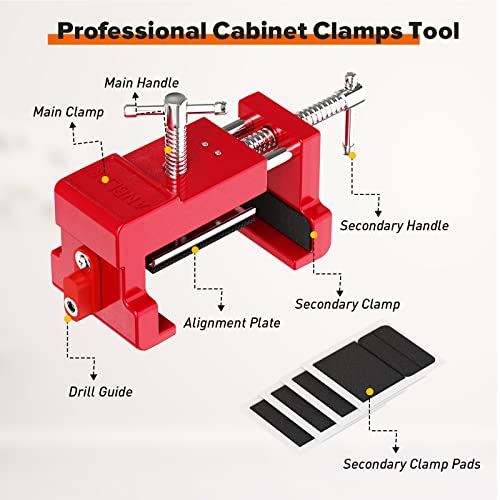Cabinet Clamps, Cabinet Installation Clamps Cabinetry Clamps Cabinet Face Frame Clamps Cabinet Tools with Two Side Screws and Alignment Plate, 2 Sebupar