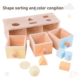 MORITECK Montessori 3 in 1 Object Permanence Box Coin Box Shape Sorter for 8 Months up Baby Wooden Toy for Boy Girls Christmas Birthday Gift MORITECK
