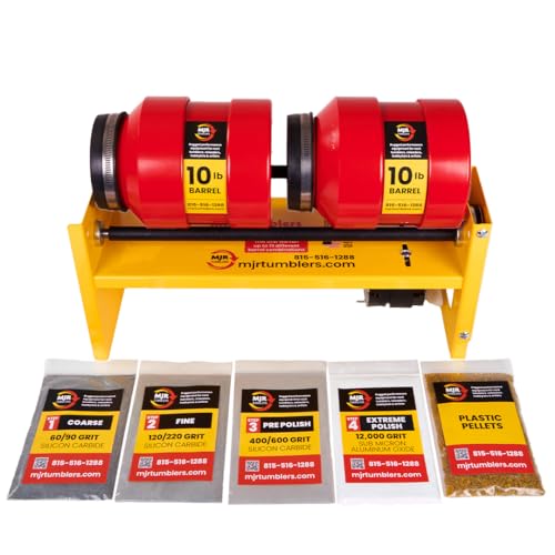 MJR Tumblers Multi-Barrel Rock Tumbler with Grit Media Kit - Durable Leak-Proof Rock Polisher for Kids and Adults Rock Tumbling Tool Geology Hobby MJR Tumblers