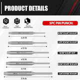 C&T 16-Piece Punch and Chisel Set with Storage Pouch, Including Taper Punch, Cold Chisels, Pin Punch, Center Punch, Chrome Vanadium Steel C&T
