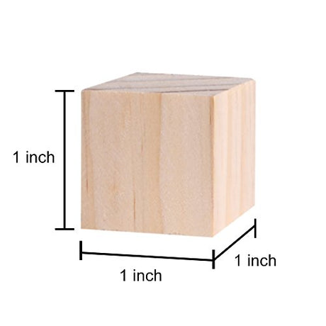 Supla 120pcs 1 inch Natural Solid Cube Wooden Unfinished Craft Wood Blocks Wood Cubes for DIY Craft Gifts (120pcs) Supla