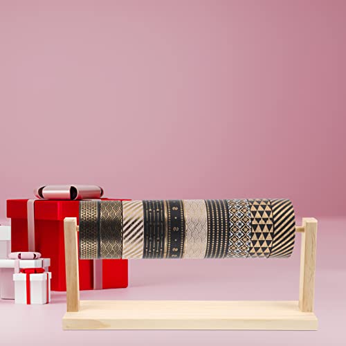 Zerodeko Craft Ribbon Organizer, Wood Thread Holder Ribbon Storage Rack Sewing Stand Organizer Ribbon Spool Storage Tool for Gift Wrapping Paper, Zerodeko