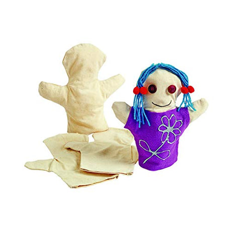 Colorations CANPUP Set of 12 Kids Decorate Your Own Canvas Hand Puppets, 9-1/7"H each, for All About Me, Social Emotional, Pretend Play Activities Colorations
