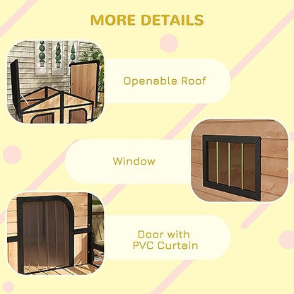 PawHut Wooden Large Dog House Outdoor Double XL Dog Kennel with Elevated Floor and Porch, Weatherproof Puppy Shelter for Small and Medium Breed Dogs,