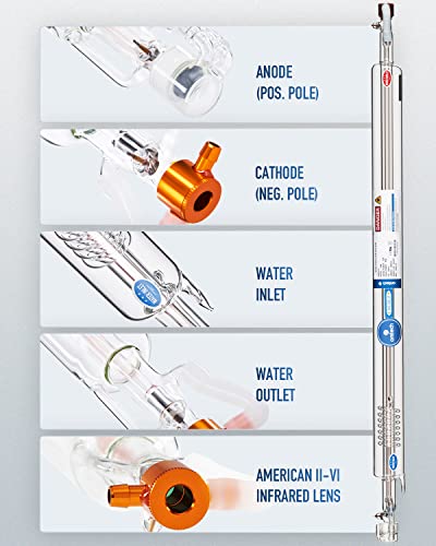 OMTech 50W CO2 Laser Tube for Laser Engraver & Cutter Machine, 850mm 50mm Dia Laser Cutter Tube with Borosilicate Glass 6000hr MTTF, Laser Cutting - WoodArtSupply