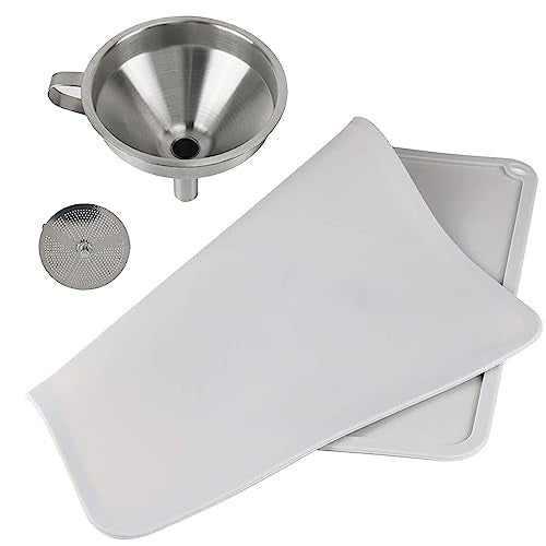 YOOPAI Funnel and Mat, Stainless Steel Filter Funnel & Silicone Slap Mat Cleaning Kit for Filtering Resin and Recover Liquid, Non-Stick Food Pad - WoodArtSupply