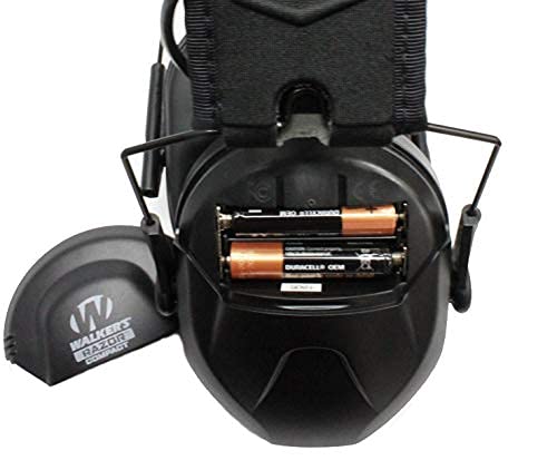 Walker's Razor Slim Shooter Electronic Hunting Folding Hearing Protection Earmuffs with 23dB Noise Reduction and Shockproof Carrying Case, Black Walker's