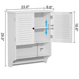 ChooChoo Medicine Cabinet with Towels Bar, 23.6" L x8.9 W x29.3 H MDF Material Bathroom Wall Cabinet, 2 Doors Over The Toilet Space Saver Storage ChooChoo