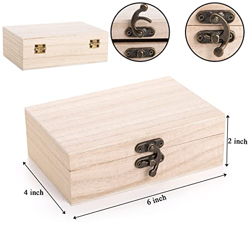 yarlung 8 Pack Unfinished Wooden Boxes for Crafts, 6x4x2 Inch Small Keepsakes Box Jewelry Storage Unpainted DIY Gifts Box for Treasure Chest, Art