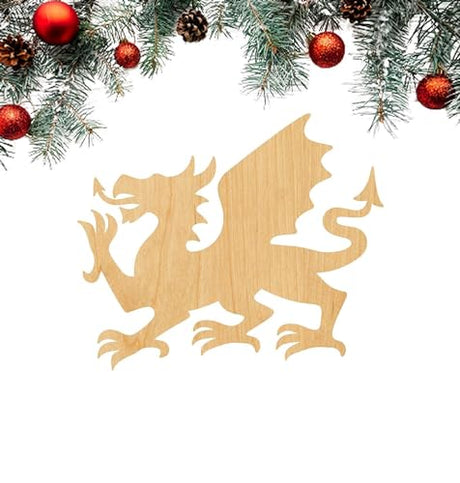 3 Pcs Welsh Dragon Supply 3" Wooden Shape Ornaments Unique Unpainted Smooth Surface Unfinished Laser Cutout Wood Sheets Boards for Crafts 1/8 Inch WoodArtSupply
