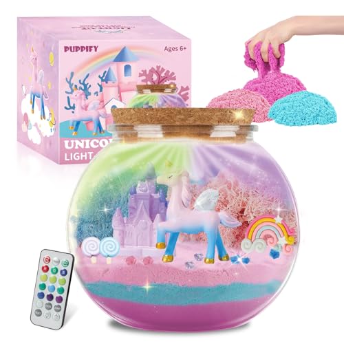 Unicorn Terrarium Kit for Kids, Light-Up Unicorn Arts and Crafts Toys for Girls, Birthday Gifts for Girls Age 4 5 6 7 8 9 10 Year Old - WoodArtSupply