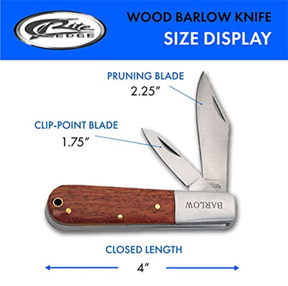 SZCO Supplies Rite Edge : 4” Wood Handle Dual Blade Barlow Knife, Brown (210601) - WoodArtSupply