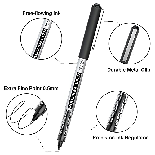 Shuttle Art School & Work Supplies Bundle, 30 Pack(10 black 10 blue 10 red) Liquid Ink Rollerball Pens, 0.5mm Extra Fine Point, Quick Drying for Shuttle Art