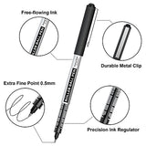 Shuttle Art School & Work Supplies Bundle, 10 Black Liquid Ink Rollerball Pens + 9 Bright Colors Sticky Notes for Writing Journaling Taking Notes Shuttle Art
