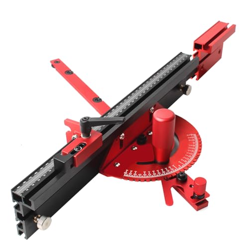 JCFANTS Precision Miter Gauge Table Saw Miter Gauge Extension Fence System with Repetitive Cut Flip Stop Telescoping Fence and Miter Track Stop for JCFANTS
