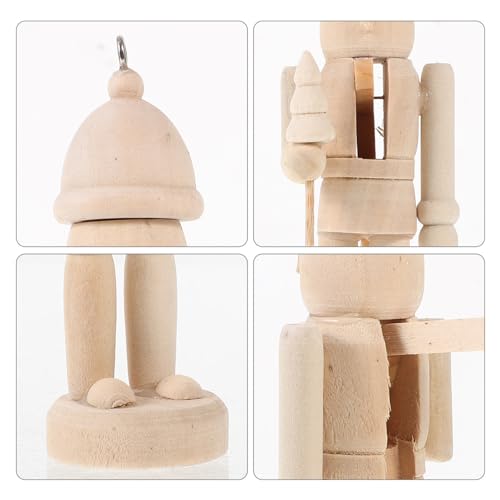 ARTIBETTER Christmas Wooden Unfinished Nutcracker Figurines Set DIY Blank Unpainted Nutcracker Puppet Walnut Soldier Figures Ornament Decoration for ARTIBETTER