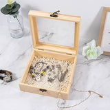 Useekoo Unfinished Wooden Display Box with Glass Top Hinged Lid, 7.1'' x 7.1'' x 2.8'' Small Wood Keepsake Storage Box, DIY Craft Box for Useekoo
