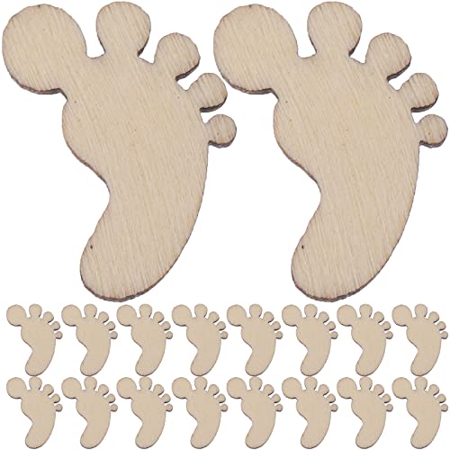 Amosfun 100PCS Foot Shape Wood Slices Christmas Decorations Wooden Cutouts DIY Art Craft Embellishments Ornaments Amosfun