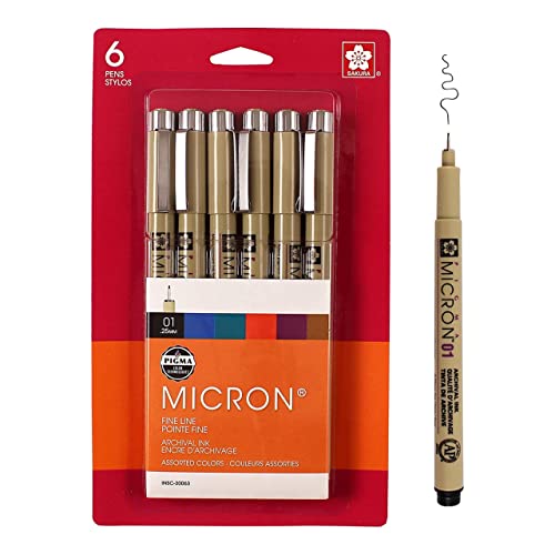 SAKURA Pigma Micron Fineliner Pens - Archival Black and Colored Ink Pens - Pens for Writing, Drawing, or Journaling - Black and Assorted Colored Ink - WoodArtSupply