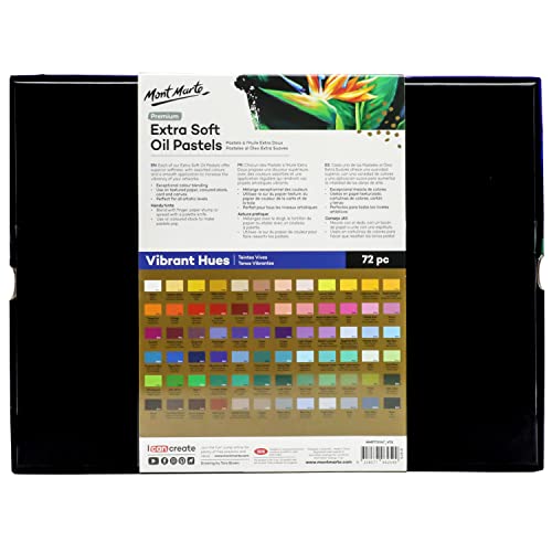 Mont Marte Extra Soft Oil Pastels 72pc, Assorted Bright Colors, Vibrant and Buttery, Versatile Art Pastels for Blending, Layering & Shading, Ideal