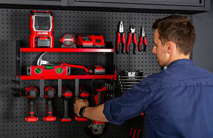 Toolganize Power Tool Organizer & Storage Wall Mount - Heavy Duty Metal Drill Holder & Cordless Tool Organizers Chest Rack - Premium Garage Utility