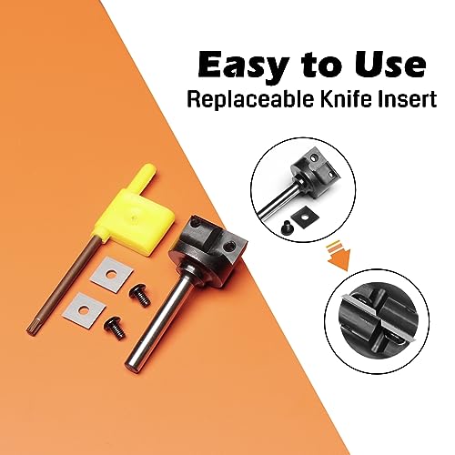 Genmitsu CNC Spoilboard Surfacing Router Bit 1/4" Shank, Slab Flattening Router Bit with 1" Cutting Diameter, 2 Flutes Insert Carbide Wood Planer Genmitsu